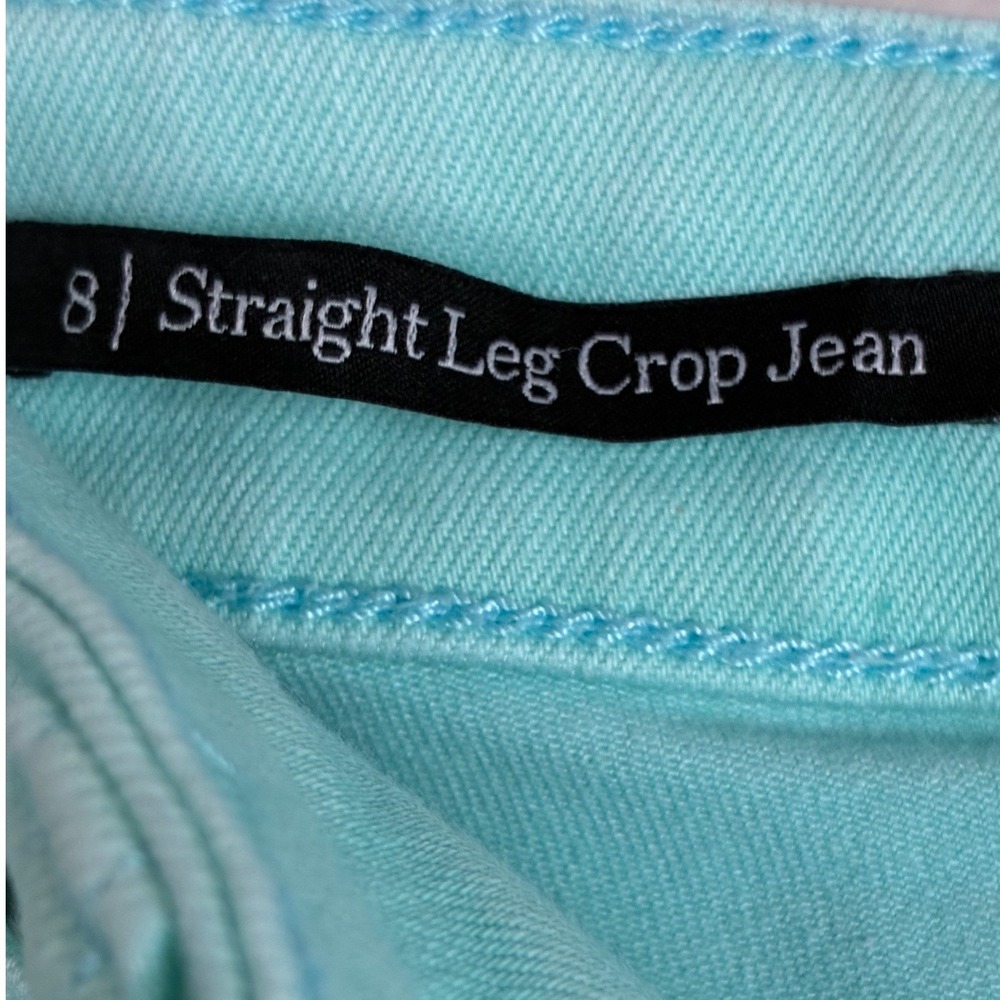Talbots Straight Leg Crop Jeans Size 8 Aqua Mint Stretch Denim Cropped Pants - Picture 6 of 7